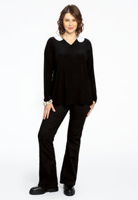 Shirt with pearl collar DOLCE - black - #1
