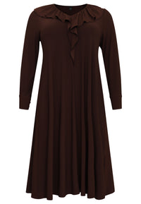 Midi-dress frilled V-neck DOLCE - brown - #2