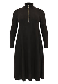 Pullover-dress zipped collar RIB - black - #3