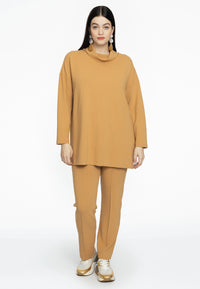 Pullover high neck DIAGONAL - light brown - #2