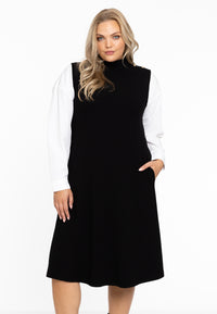 Dress A-line sleeveless DIAGONAL - black - #1