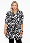 Tunic grandad collar LEAVES - black - #2