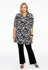 Tunic grandad collar LEAVES - black - #1