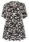 Tunic grandad collar LEAVES - black - #4