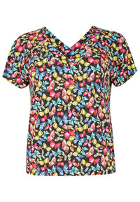 Shirt double V-neck BUTTERFLY - black - #4