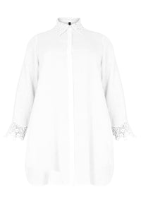 Chemisier avec dentelle LINENBlouse lace LINEN - white - #4