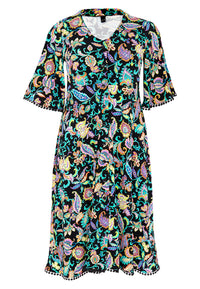 Dress v-neck laced strip FOLK - black - #4