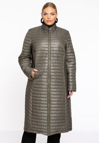 Manteau Bouffant Lignes HorizontalesPuff Coat Horizontal Lines - green - #1