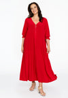 Robe swing manche smockée dolce - Rouge