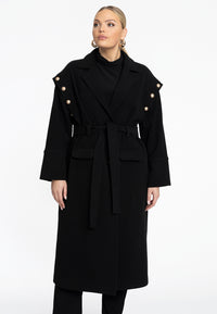 Coat with pearls - black - #1
