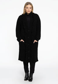 Cardigan teddy fringing - black - #2