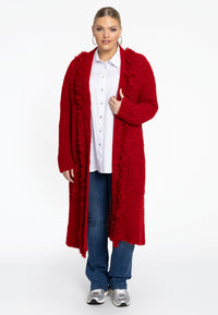 Cardigan teddy fringing - red - #2
