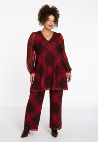 Tunic wide bottom CHECK - red - #2