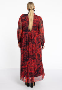 Dress ruffled ROSANNA - red - #3