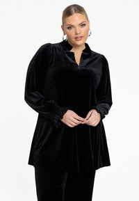 Tunic wide bottom VELOURS - black - #2