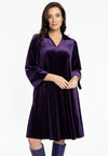 Dress V-neck VELOURS - purple