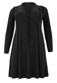 Dress V-neck ruffled DOLCE - black - #4