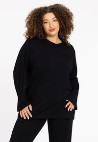 Oversized tee long sleeves LOUNGE - black - #1