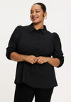 Blouse puff sleeve COTTON STRETCH - black