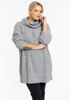 Pullover with turtleneck and strass - grey