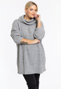 Pullover with turtleneck and strass - grey - #1