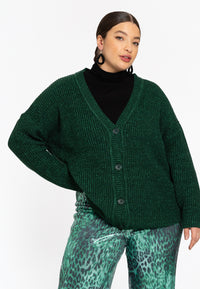 Knitted cardigan - green - #1