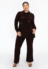 Blouse flare with strass DOLCE - brown - #1