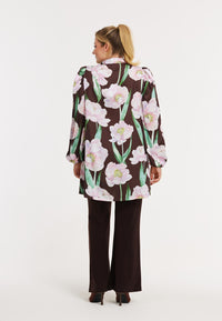 Satin blouse FIORITO - brown - #3