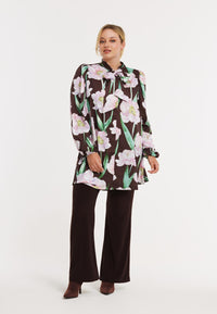 Satin blouse FIORITO - brown - #2