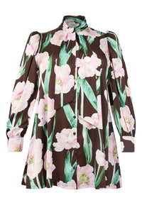 Satin blouse FIORITO - brown - #4