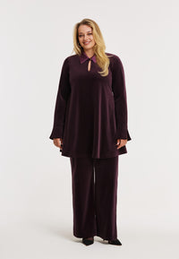 Tunic wide bottom VELVET - dark red - #6