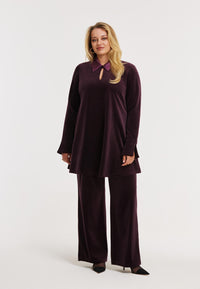 Tunic wide bottom VELVET - dark red - #2