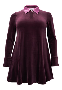 Tunic wide bottom VELVET - dark red - #5