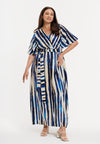Maxi dress flare sleeve RIPPLES - blue