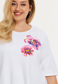 T-shirt with flowers COTTON - white - #5