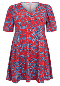Tunic wide bottom SHELLSCAPE - light red - #2