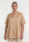 Tunic v-neck SATIN SAND - light brown