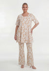 Tunique large en bas FLOWER STAMP - light brown - #4