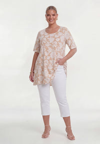 Tunique large en bas FLOWER STAMP - light brown - #2