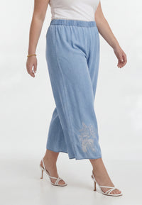 Trousers loose 7/8 SWEET FLORA - light blue - #2