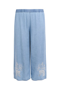 Trousers loose 7/8 SWEET FLORA - light blue - #4