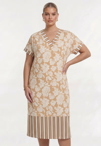 Dress FLOWER STAMP - light brown - #1