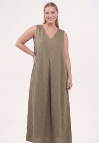 Dress swing LINEN - green - #1