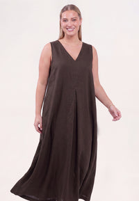 Dress swing LINEN - brown - #1