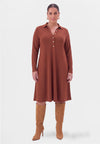 Midi-jurk met knopen uni r-dolce - mid brown