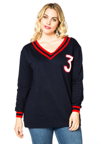Sweater college v-neck - blue - #2