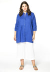 Blouse asymmetric ruffled LINEN - light blue - #2