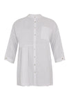 Blouse asymmetric ruffled LINEN - white - #1