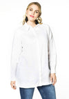 Blouse blind button closure LINEN - white