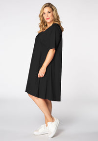 Dress tied back stretch cotton - black - #2